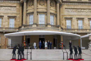 HRH The Princess Royal Princess Anne arrives on the steps to Buckingham Palace Gardens at The Not Forgotten Garden Party photographed by Jeff Gilbert London based photographer